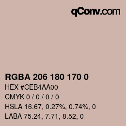 カラーコード: RGBA 206 180 170 0 | qconv.com