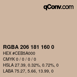 Color code: RGBA 206 181 160 0 | qconv.com
