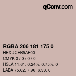 颜色代码: RGBA 206 181 175 0 | qconv.com