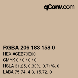 カラーコード: RGBA 206 183 158 0 | qconv.com