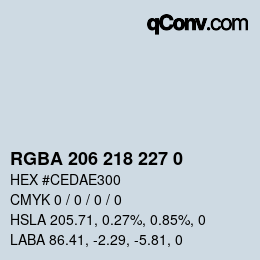 Color code: RGBA 206 218 227 0 | qconv.com