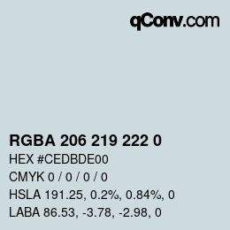 Color code: RGBA 206 219 222 0 | qconv.com
