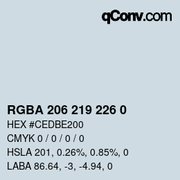 Color code: RGBA 206 219 226 0 | qconv.com