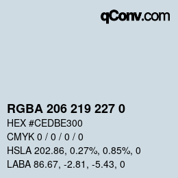 Color code: RGBA 206 219 227 0 | qconv.com