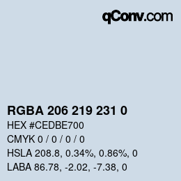 Color code: RGBA 206 219 231 0 | qconv.com