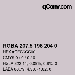 Color code: RGBA 207.5 198 204 0 | qconv.com