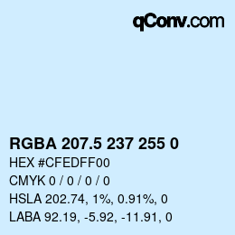 Color code: RGBA 207.5 237 255 0 | qconv.com