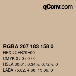 Código de color: RGBA 207 183 158 0 | qconv.com