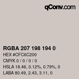 Color code: RGBA 207 198 194 0 | qconv.com