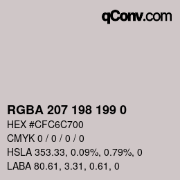 Color code: RGBA 207 198 199 0 | qconv.com