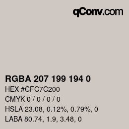 Color code: RGBA 207 199 194 0 | qconv.com