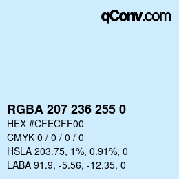 Color code: RGBA 207 236 255 0 | qconv.com