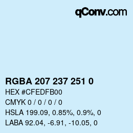 Color code: RGBA 207 237 251 0 | qconv.com
