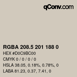 Color code: RGBA 208.5 201 188 0 | qconv.com