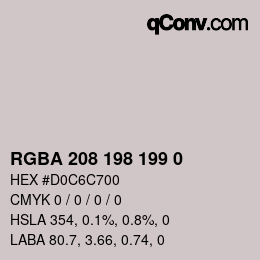 Color code: RGBA 208 198 199 0 | qconv.com