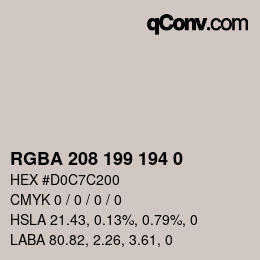 カラーコード: RGBA 208 199 194 0 | qconv.com