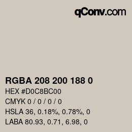 Color code: RGBA 208 200 188 0 | qconv.com