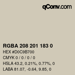 Color code: RGBA 208 201 183 0 | qconv.com