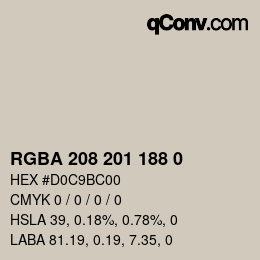 Color code: RGBA 208 201 188 0 | qconv.com