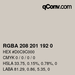 Color code: RGBA 208 201 192 0 | qconv.com