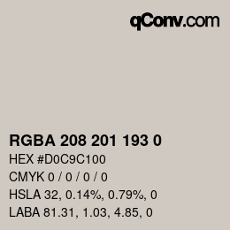 Color code: RGBA 208 201 193 0 | qconv.com