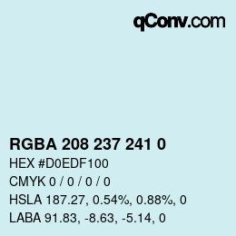 Color code: RGBA 208 237 241 0 | qconv.com