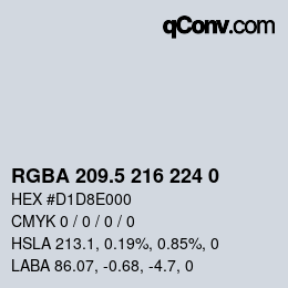 Color code: RGBA 209.5 216 224 0 | qconv.com