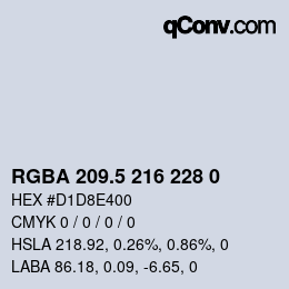 Farbcode: RGBA 209.5 216 228 0 | qconv.com