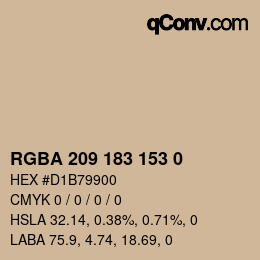 Color code: RGBA 209 183 153 0 | qconv.com
