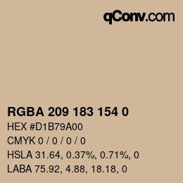 Color code: RGBA 209 183 154 0 | qconv.com