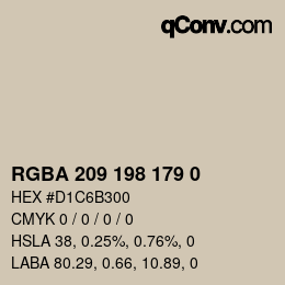 カラーコード: RGBA 209 198 179 0 | qconv.com