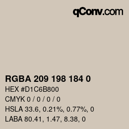 Color code: RGBA 209 198 184 0 | qconv.com