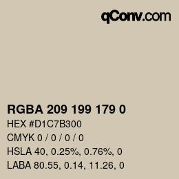Color code: RGBA 209 199 179 0 | qconv.com