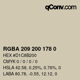 カラーコード: RGBA 209 200 178 0 | qconv.com