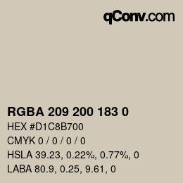 Color code: RGBA 209 200 183 0 | qconv.com