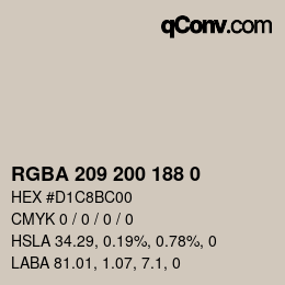 Color code: RGBA 209 200 188 0 | qconv.com