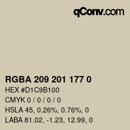 Color code: RGBA 209 201 177 0 | qconv.com