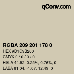カラーコード: RGBA 209 201 178 0 | qconv.com