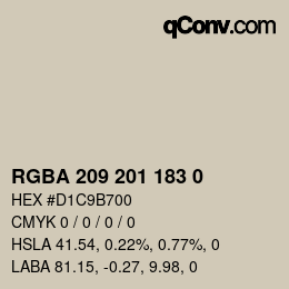 Color code: RGBA 209 201 183 0 | qconv.com