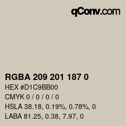 Color code: RGBA 209 201 187 0 | qconv.com