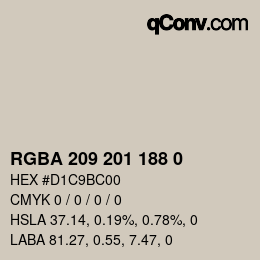 Color code: RGBA 209 201 188 0 | qconv.com