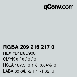 Color code: RGBA 209 216 217 0 | qconv.com