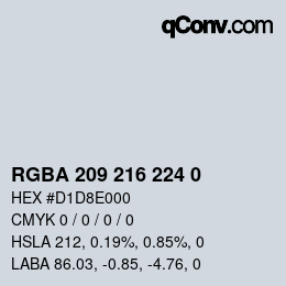 Farbcode: RGBA 209 216 224 0 | qconv.com