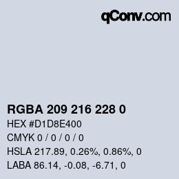 Color code: RGBA 209 216 228 0 | qconv.com