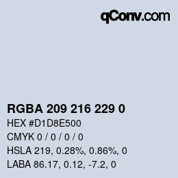 Color code: RGBA 209 216 229 0 | qconv.com