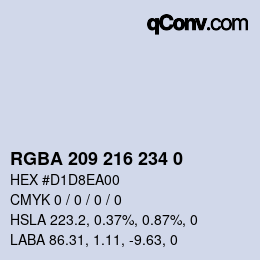 Color code: RGBA 209 216 234 0 | qconv.com