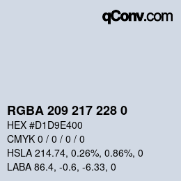 Color code: RGBA 209 217 228 0 | qconv.com
