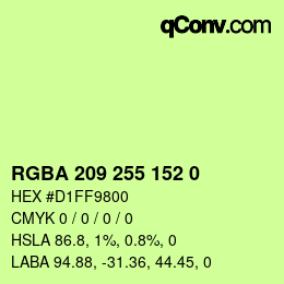 Farbcode: RGBA 209 255 152 0 | qconv.com