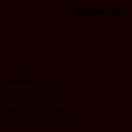 颜色代码: RGBA 20 0 0 0 | qconv.com