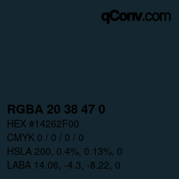 Color code: RGBA 20 38 47 0 | qconv.com